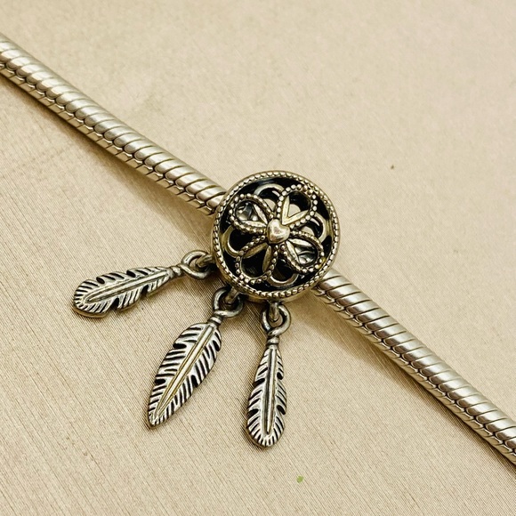 EUC Pandora 797200 Sterling Silver Spiritual Dreamcatcher Charm w/ Engraving - Picture 3 of 11